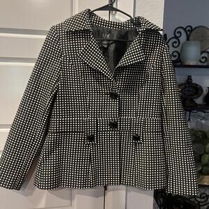 Donna Moore Women's Black and White Polka Dot Blazer, Size M